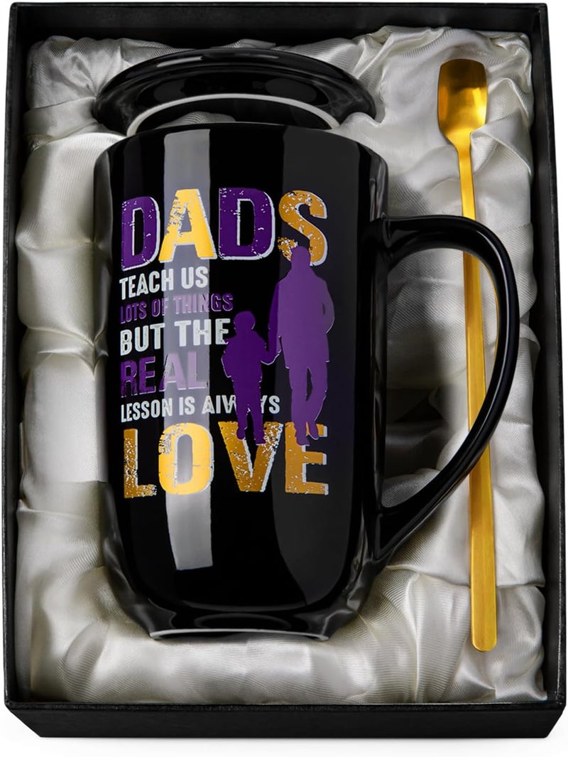 Doublewhale Fathers Day Gift for Dad - Dad Birthday Gifts from Daughter Son - Unique Christmas Birthday Present Idea for Father, Husband, Stepfather - 18oz Large Ceramic Black Coffee Mug, With Nice Gift Box - Image 1